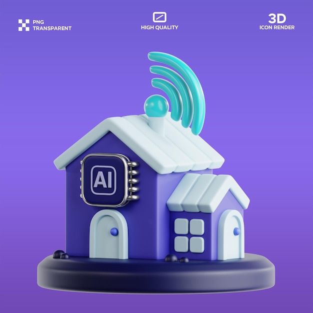 Illustration 3D de la maison intelligente PSD