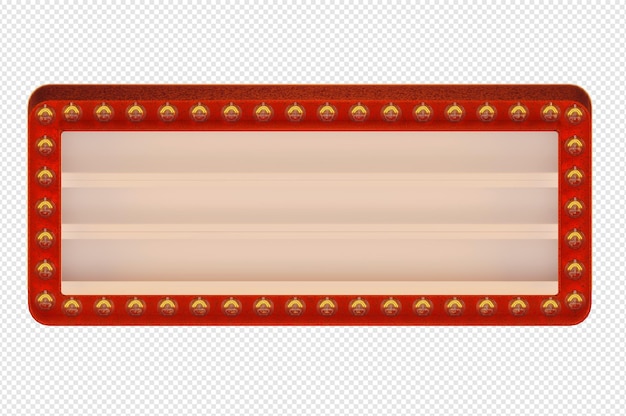 PSD illustration 3d marquee cadres avec bord rouge ou bouton panneaux de casino rétro