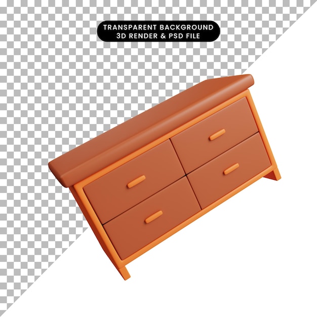 Illustration 3d de meubles d'icônes simples