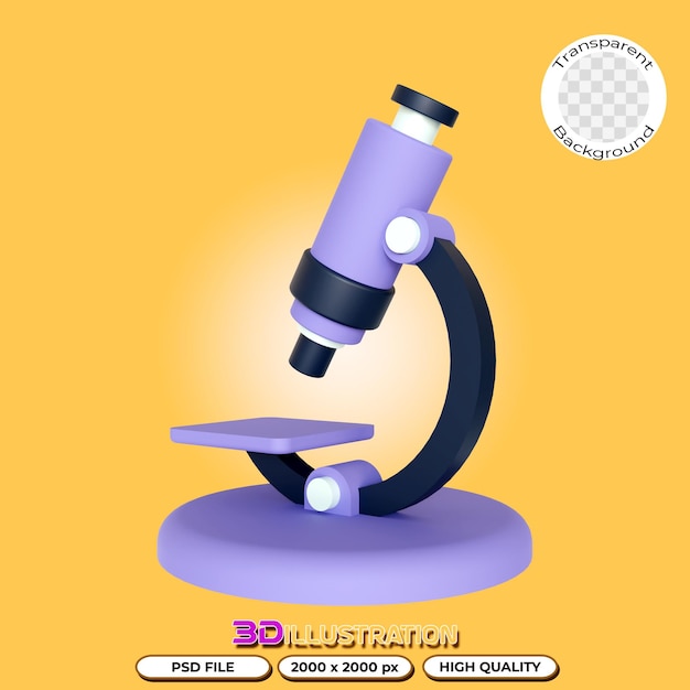 Illustration 3d D'un Microscope Avec Un Fond Transparent