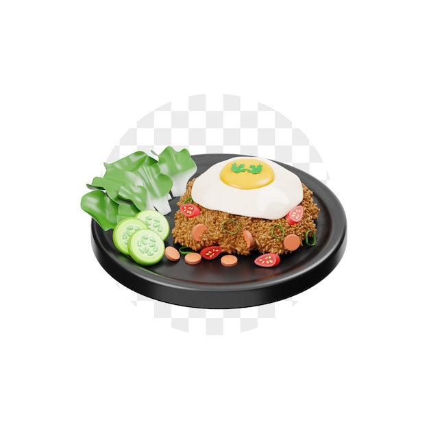 PSD l'illustration en 3d de nasi goreng