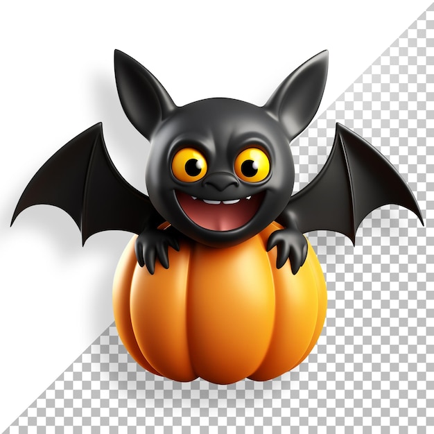 Illustration 3d Noire De Chauve-souris Sur Citrouille