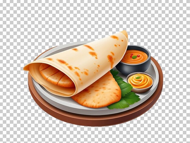 PSD illustration 3d de la nourriture indienne du masala dosa