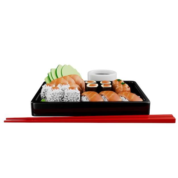 PSD illustration 3d de nourriture japonaise