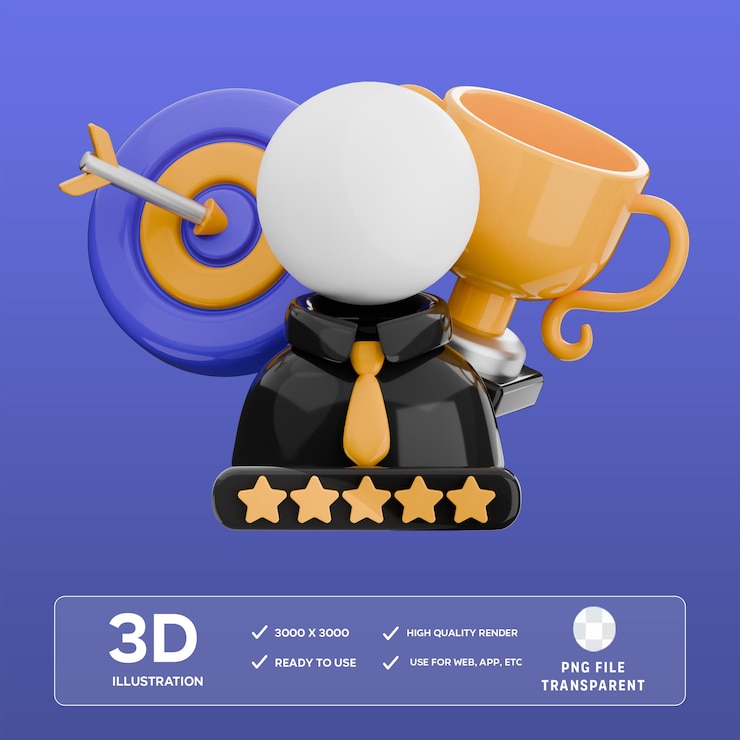 PSD l'illustration 3d des objectifs de la psd