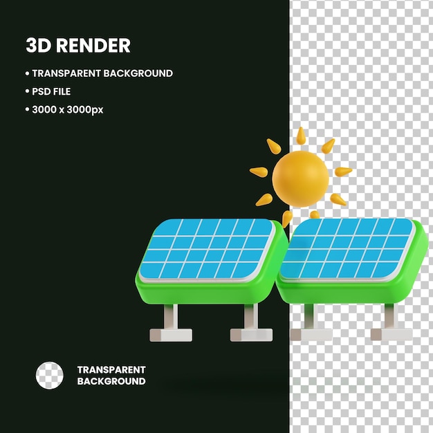 PSD illustration 3d de l'objet du panneau solaire