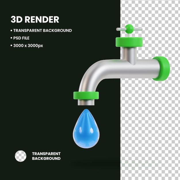 Illustration 3D de l'objet eau du robinet