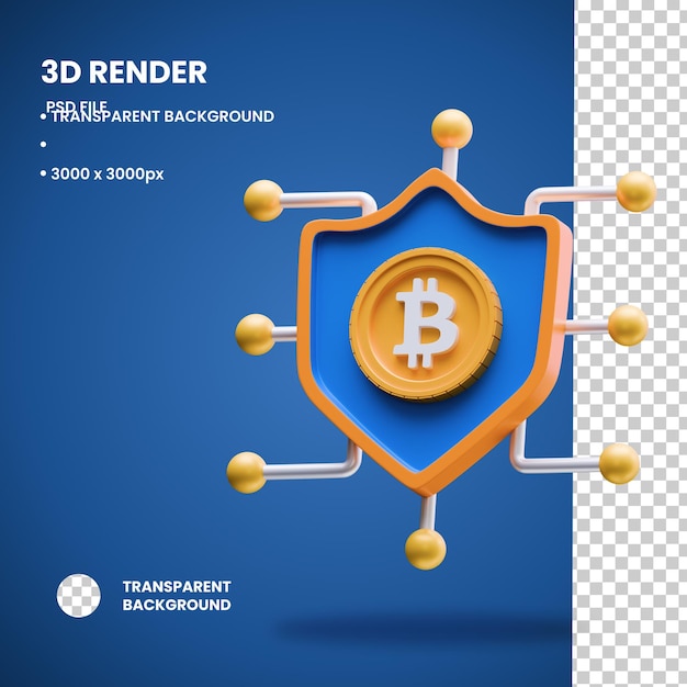 Illustration 3D de l'objet de sécurité Bitcoin