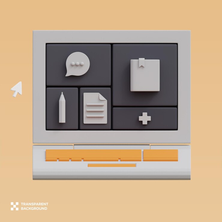 PSD illustration 3d de l'ordinateur portable psd