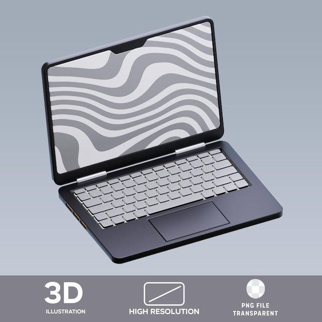 Illustration 3D de l'ordinateur portable PSD