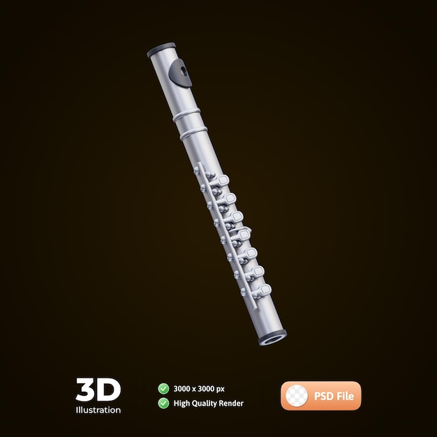 Illustration 3d D'outils De Musique De Flûte