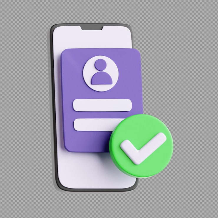 PSD illustration 3d d'une page de document avec identification de l'utilisateur avec un fond transparent de signe vérifié