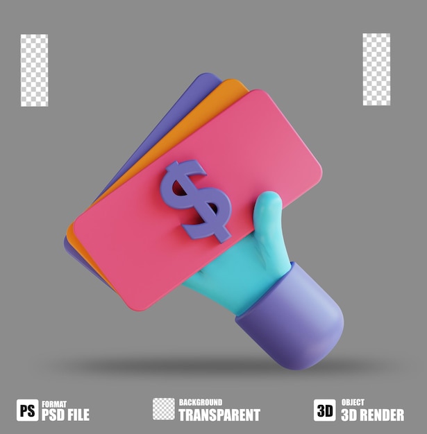 Illustration 3d Paiement En Main Et En Espèces