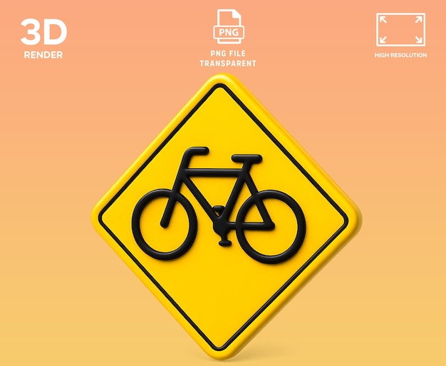 illustration 3D d'un panneau de signalisation routière pour vélos