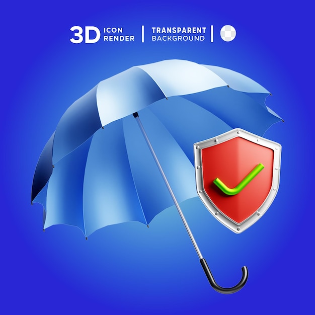 PSD illustration 3d de parapluie rendant l'icône 3d colorée isolée