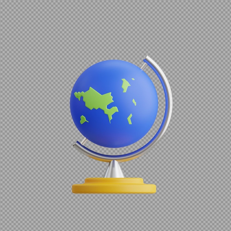 PSD illustration 3d des pays du globe mondial