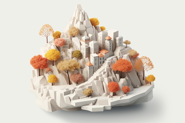 PSD illustration 3d paysage d'automne