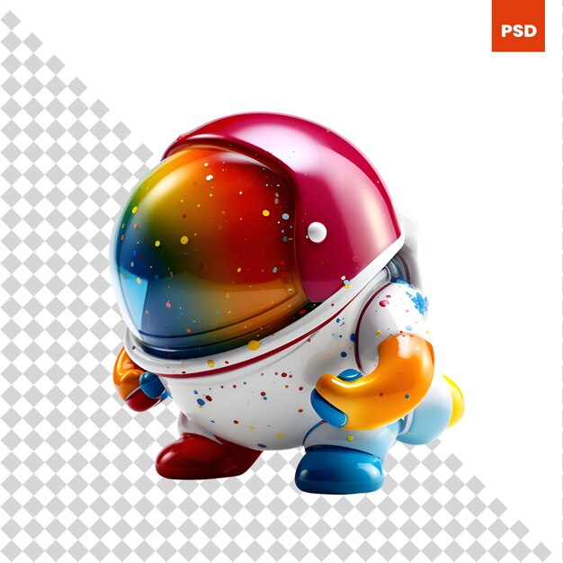 PSD illustration 3d d'un personnage d'astronaute de dessin animé mignon sur fond blanc