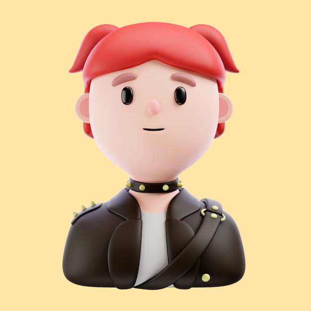 PSD illustration 3d d'une personne avec une veste en cuir