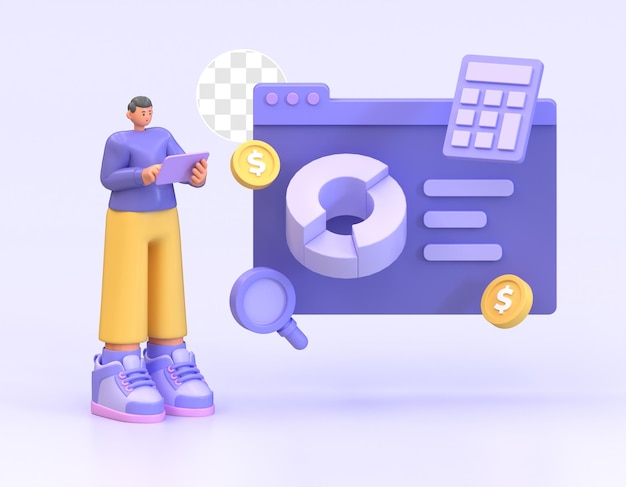 Illustration en 3D de personnes travaillant sur la gestion financière