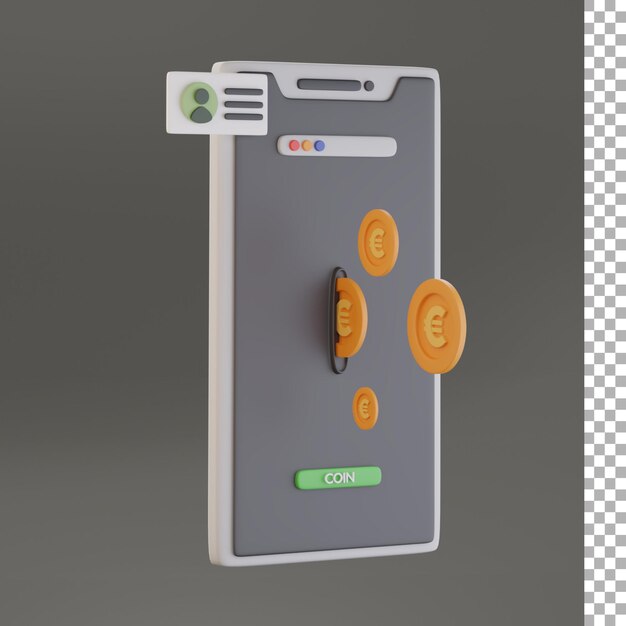 L'illustration 3d De La Pièce En Euros Est Sortie Du Smartphone