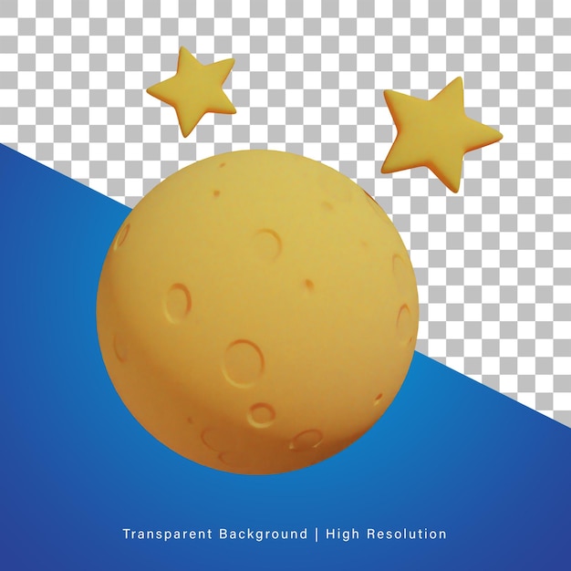 PSD illustration 3d de la pleine lune étoilée