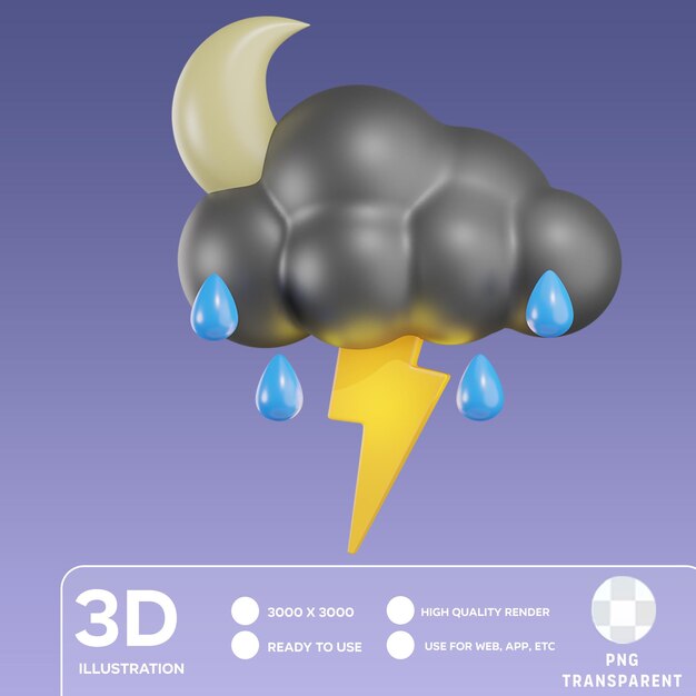 PSD illustration 3d de la pluie de lune sur psd