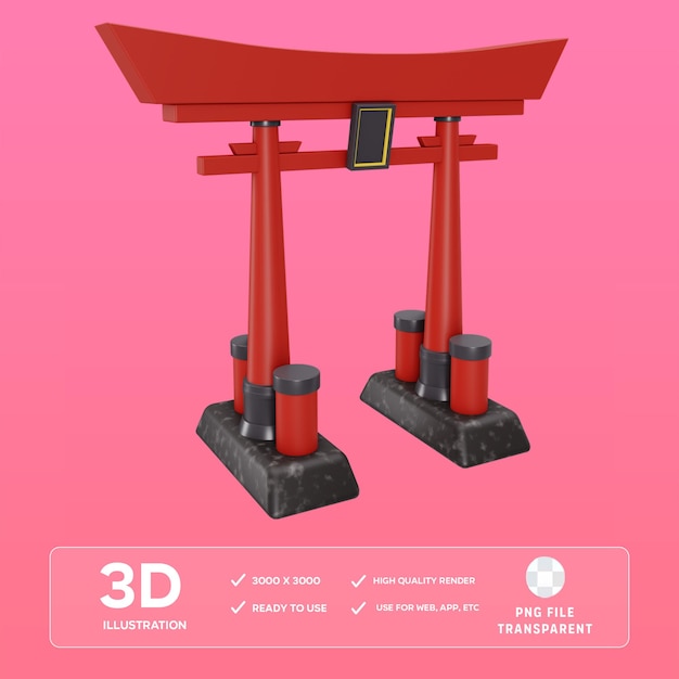 Illustration 3D de la porte du torii