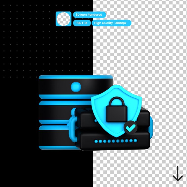 PSD illustration 3d de la protection des données par psd