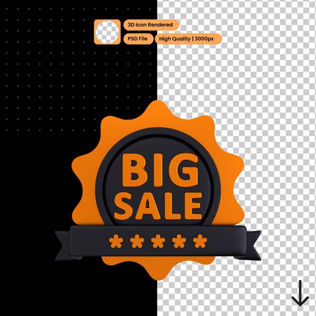 PSD illustration 3d psd du badge de grande vente