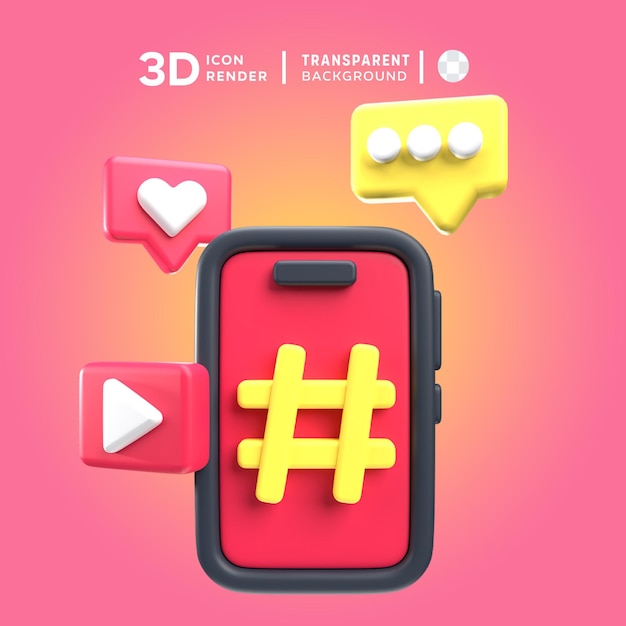 PSD illustration en 3d de psd hastag