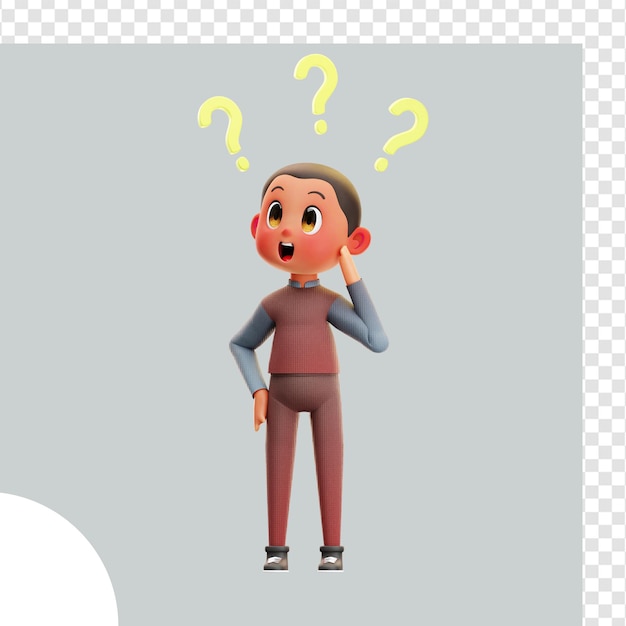 Illustration 3D Questions de réflexion pour les enfants