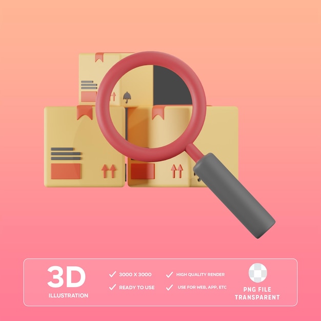 Illustration 3D de la recherche du paquet PSD
