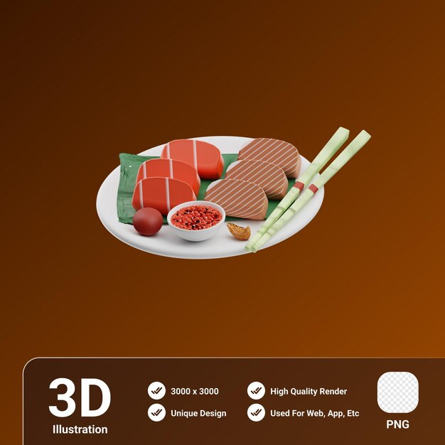 Illustration 3d De Sashimi De Cuisine Asiatique