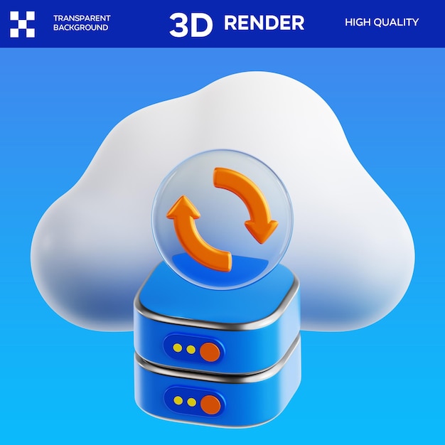 Illustration 3D de la sauvegarde en nuage PSD