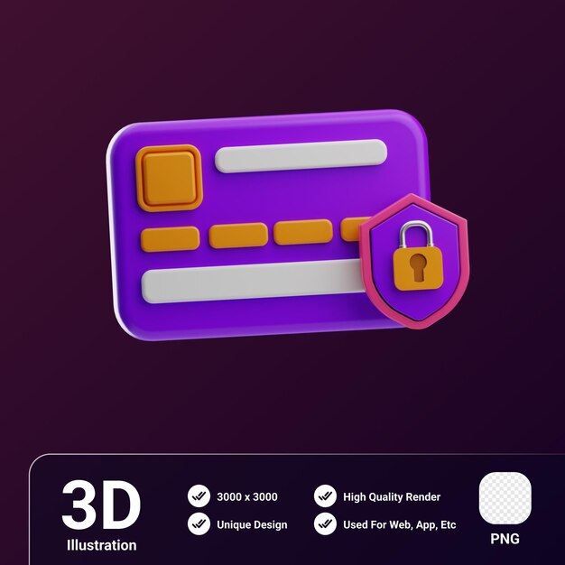 PSD illustration 3d de la sécurité des objets de paiement sans contact