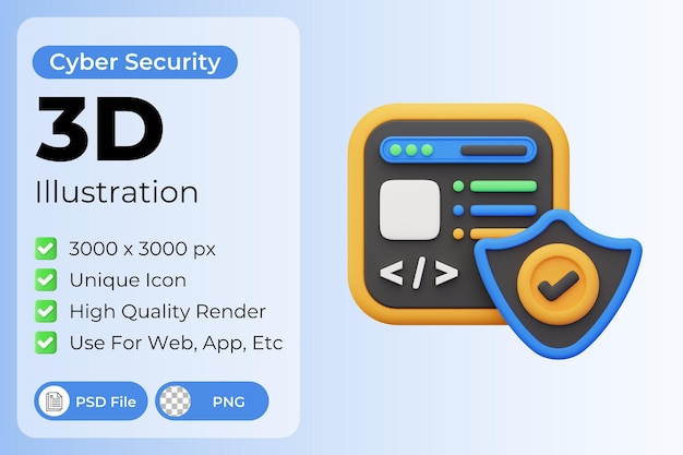 PSD illustration 3d de la sécurité web