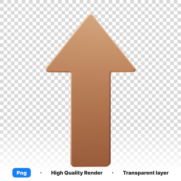 Illustration 3D d'un signe à flèche brune et noire pointant vers une direction sur un fond transparent