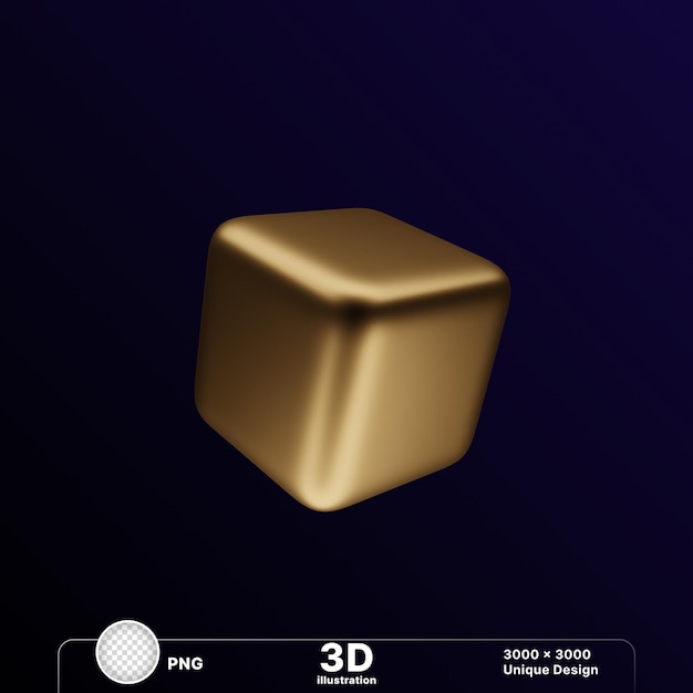 Illustration 3D de la structure cuboïde du cube sur un fond noir transparent
