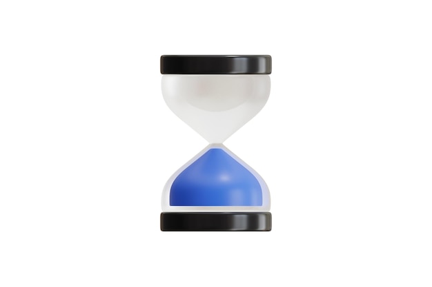 Illustration 3D d'un stylé chronomètre à sable avec une icône de sable bleu
