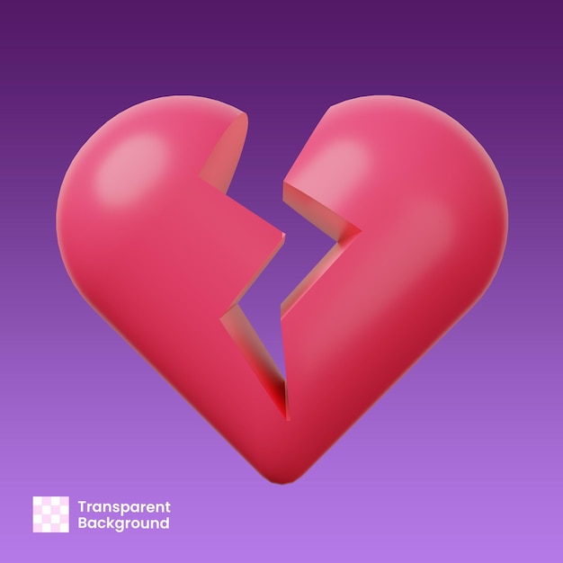 PSD l'illustration 3d stylisée du cœur brisé