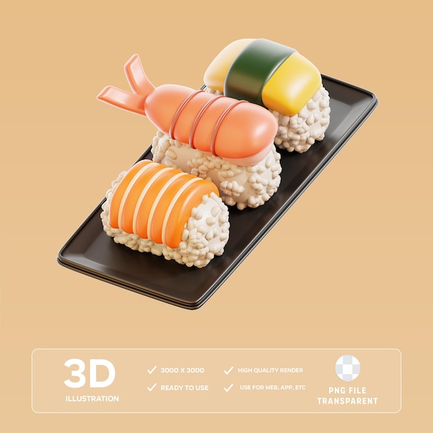 Illustration 3D de sushis en PSD