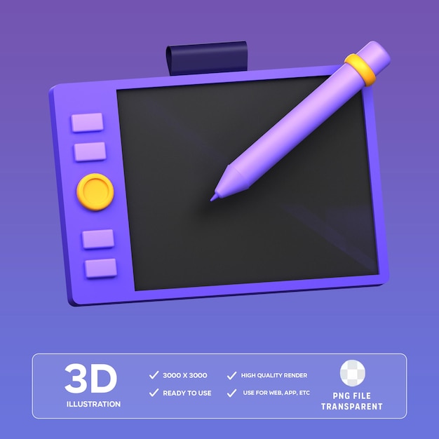 Illustration 3D de la tablette graphique PSD