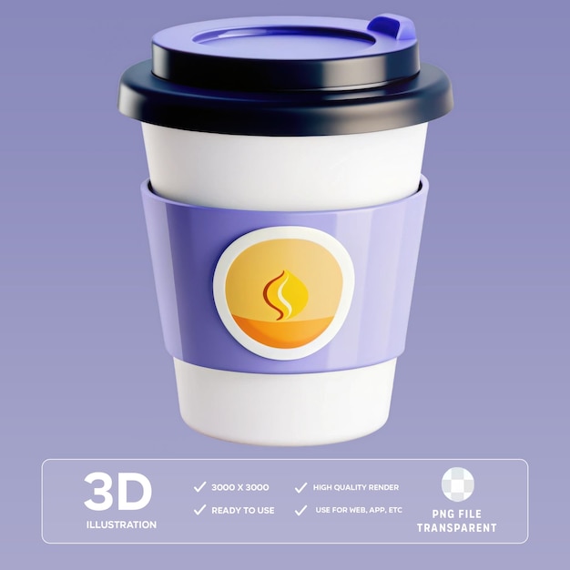 Illustration 3D de la tasse à café PSD
