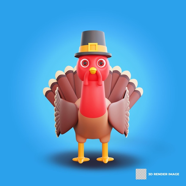 PSD illustration 3d de la thanksgiving pilgrim turquie