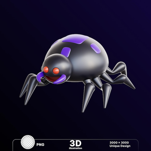 PSD illustration 3d d'une toile d'araignée robotique sur un fond transparent