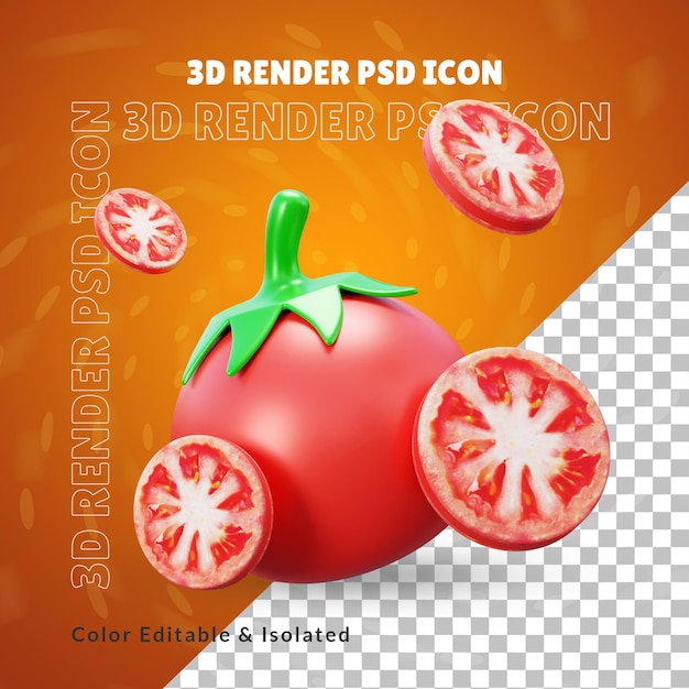 Illustration 3d De Tomates Fraîches Isolées Ou Icône De Tomates Végétales Biologiques 3d Ou Icône De Tomates 3d