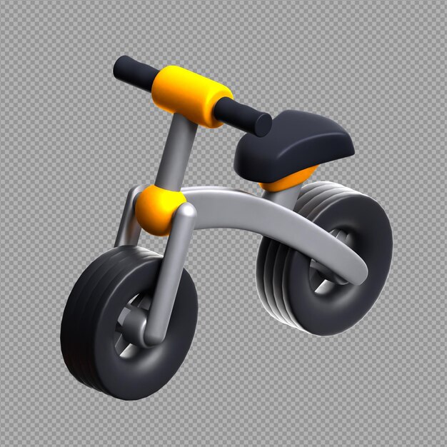 PSD illustration 3d d'un tricycle à vélo pour les enfants avec un fond clair