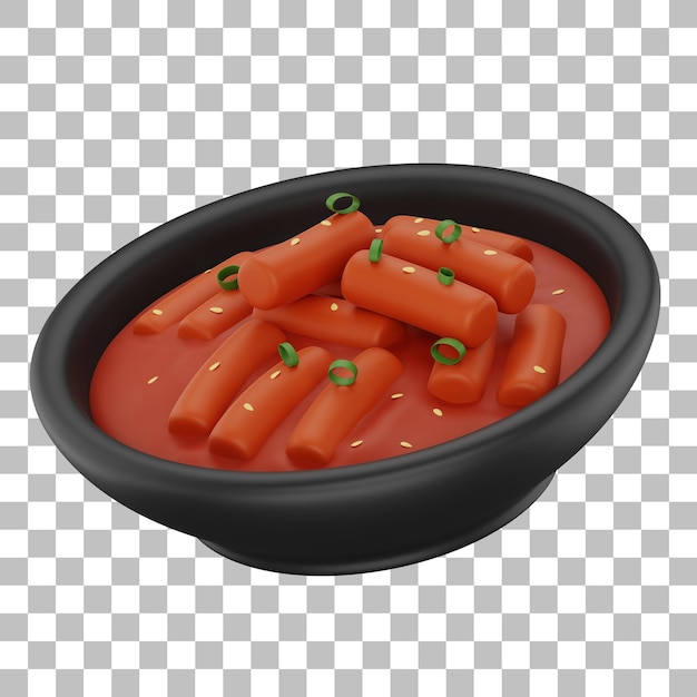 PSD illustration 3d de tteokbokki