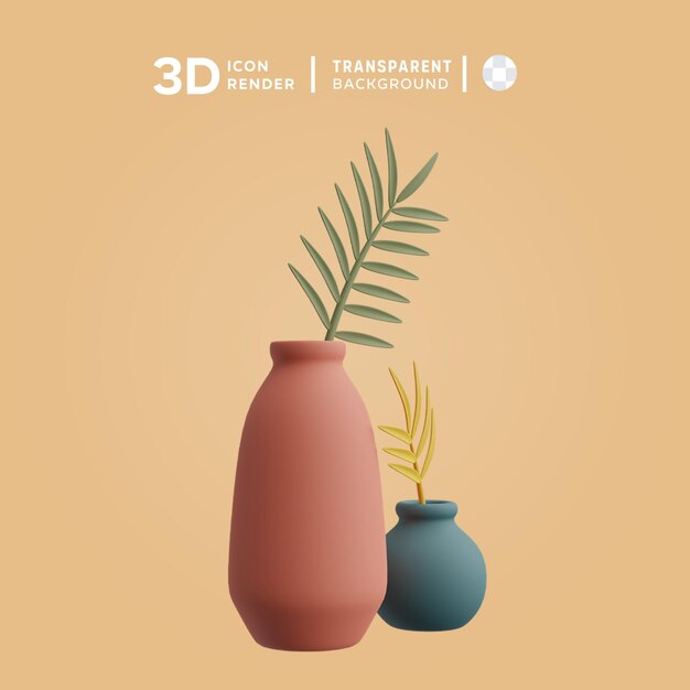 Illustration 3d De L'usine Et Du Vase Psd